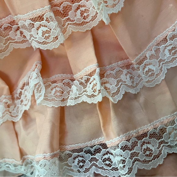 Vintage sugar plum peach pink ruffle lace frilly circle pageant dress 5 *READ - Picture 12 of 15